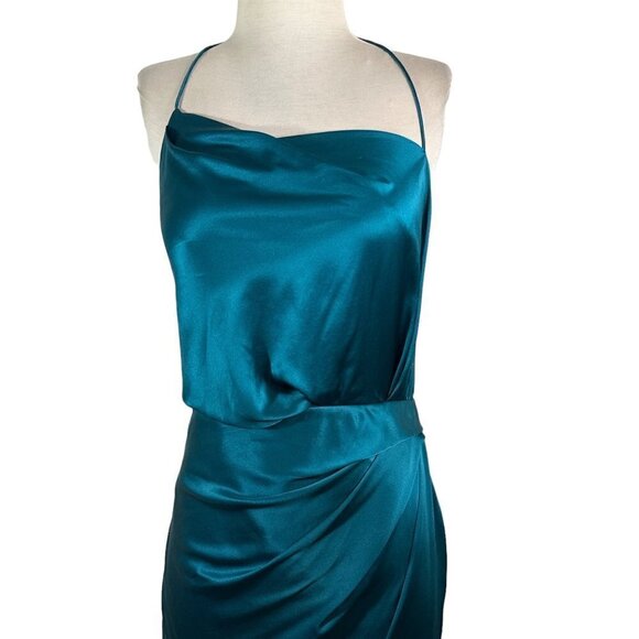 THE SEI Womens Halter Cowl Gown in Lagoon 2 New Long Maxi Satin Dress - Picture 9 of 17